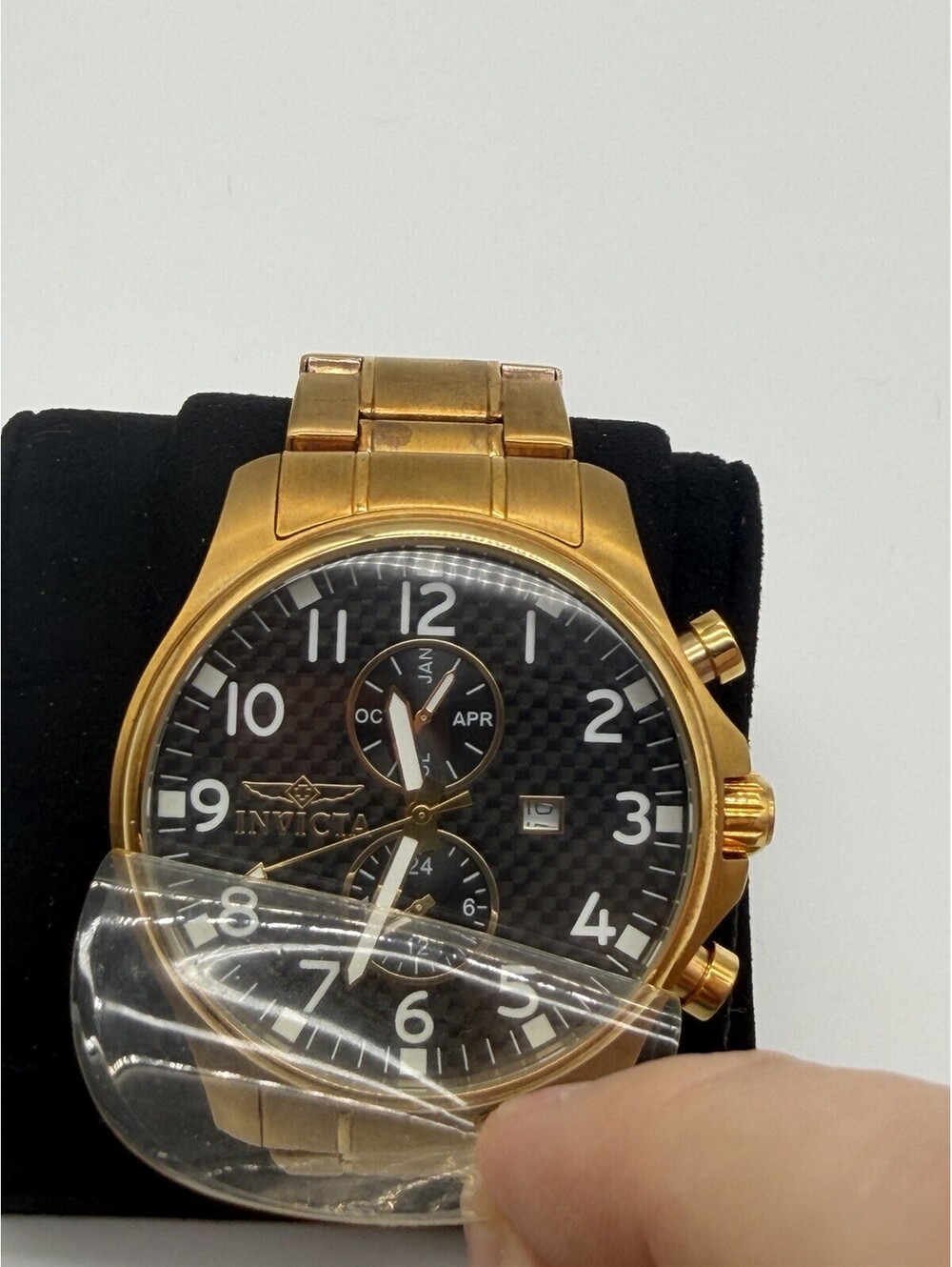 Invicta Men's Watch Oversized Quartz Chronograph Carbon Fiber Dial Bracelet 0382